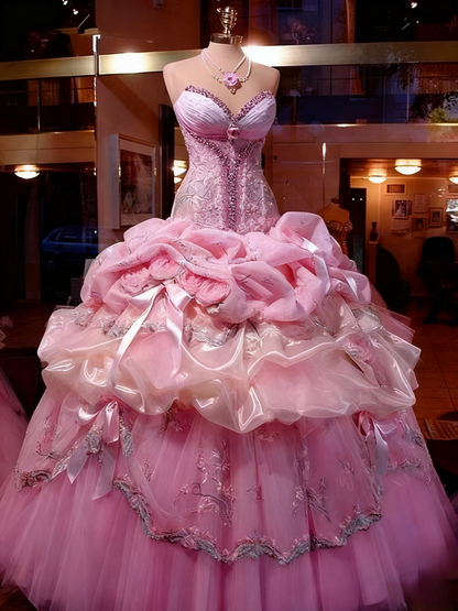 Luxury Prom Dress Sweetheart Pleated Ball Gown Sweet 16 Dress Evening Dress    D3679