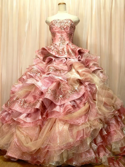 Luxury Prom Dress Sweetheart Tiered Ball Gown Sweet 16 Dress Evening Dress    D3680