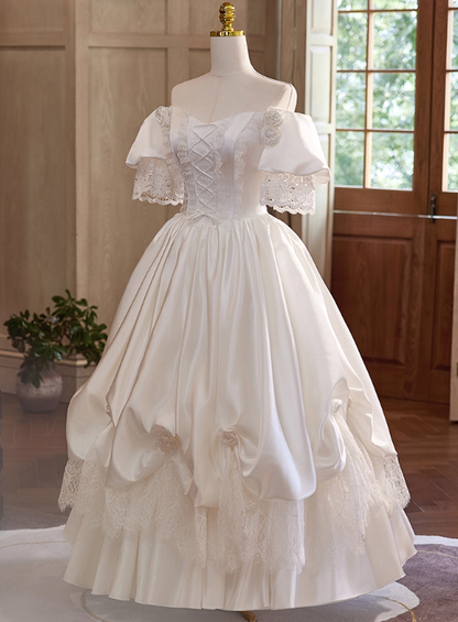 Vintage Wedding Dress Off Shoulder Pleated Wedding Dress D3684