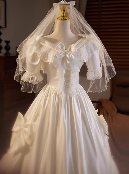 New Arrival Wedding Dress V-neck Pleated Lace Wedding Dress  D3695
