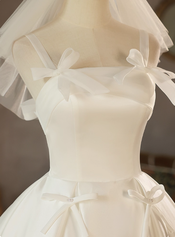 New Arrival Wedding Dress Straps Pleated Wedding Dress  D3696