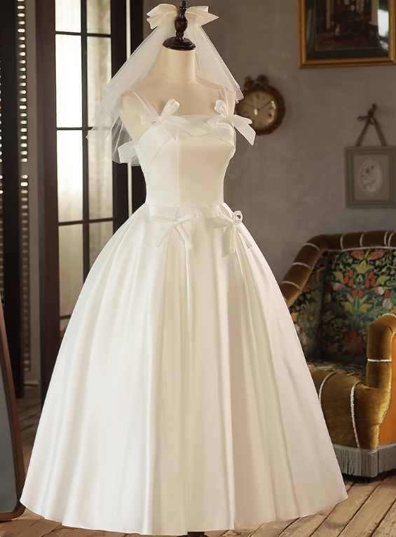 New Arrival Wedding Dress Straps Pleated Wedding Dress  D3696