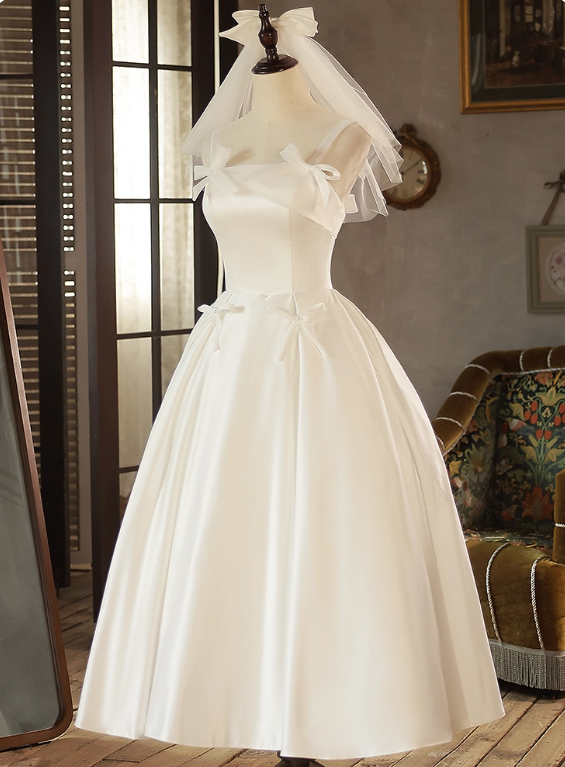 New Arrival Wedding Dress Straps Pleated Wedding Dress  D3696