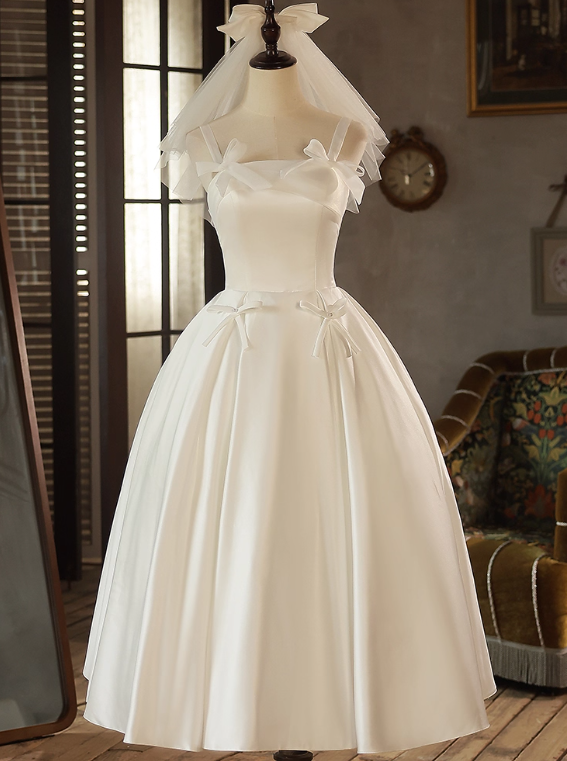 New Arrival Wedding Dress Straps Pleated Wedding Dress  D3696