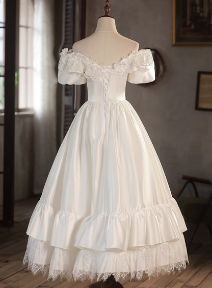 Elegant Wedding Dress Off Shoulder Pleated Lace Wedding Dress  D3699