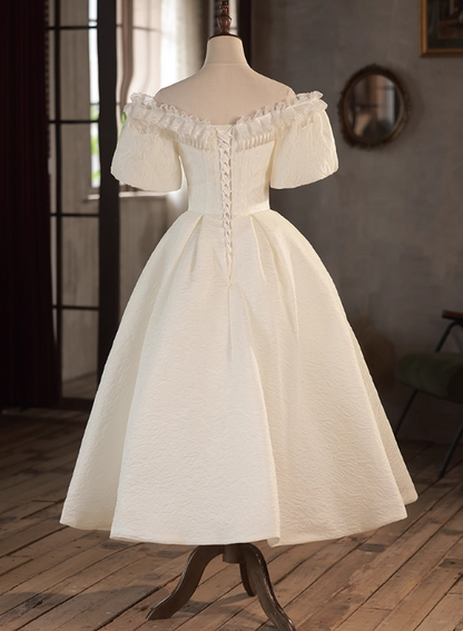 Minimalist Wedding Dress Off Shoulder Pleated Wedding Dress  D3700