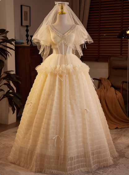 New Arrival Wedding Dress V-neck Pleated Tulle Wedding Dress  D3705