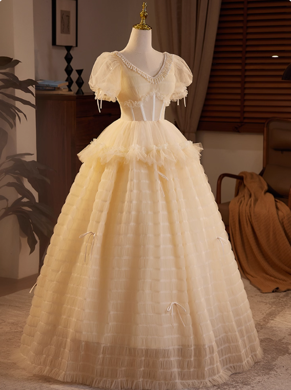 New Arrival Wedding Dress V-neck Pleated Tulle Wedding Dress  D3705