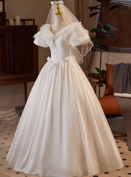 Stunning Wedding Dress V-neck Tulle Pleated Wedding Dress  D3706