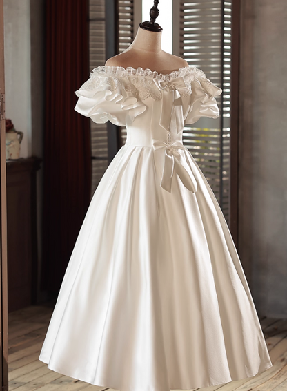 New Design Wedding Dress Off Shoulder Ruffle Pleated Wedding Dress  D3725