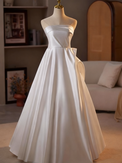 Minimalist Wedding Dress Strapless Pleated Wedding Dress  D3747