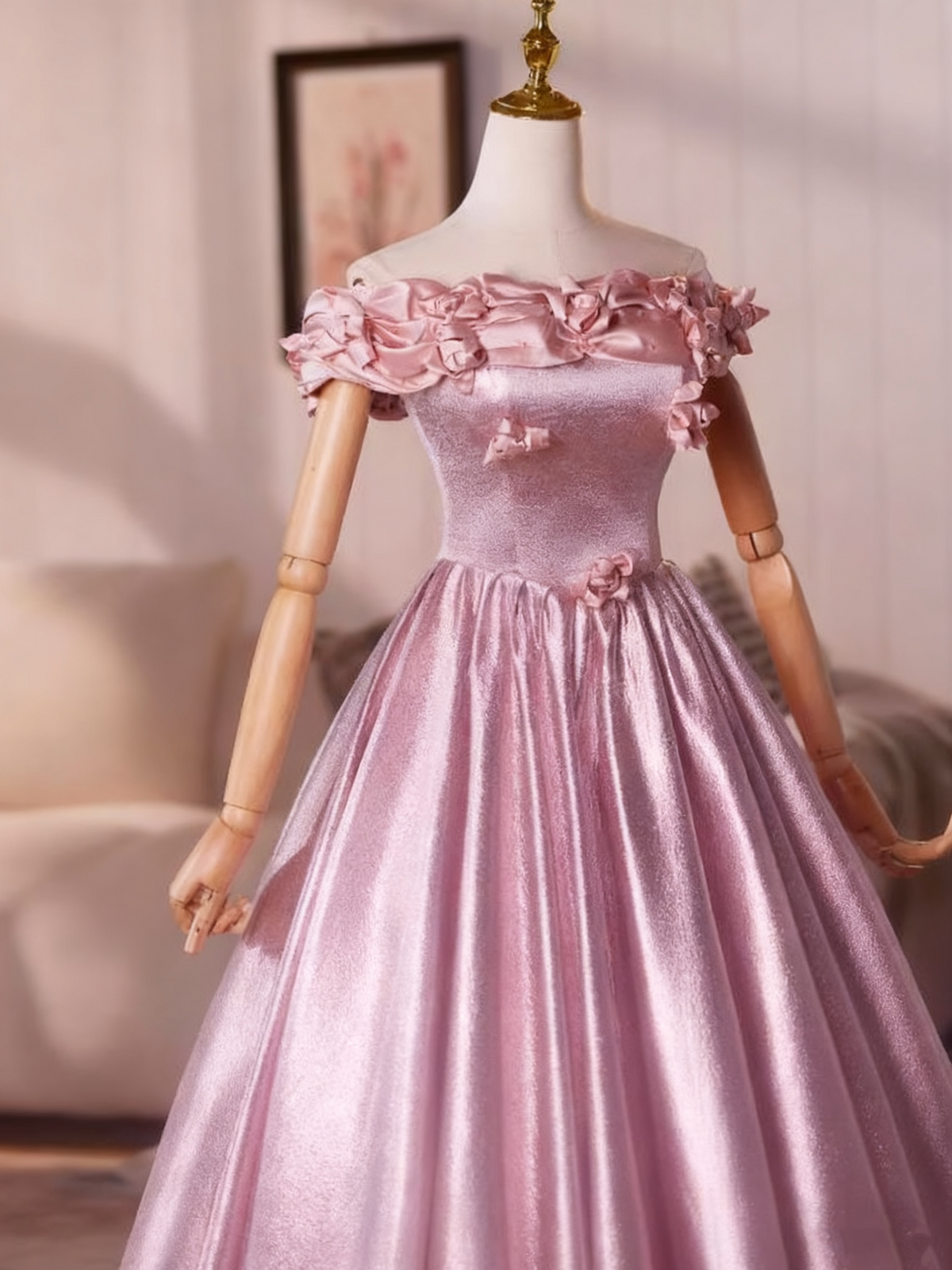 Beauty Prom Dress Off Shoulder Pleated Ball Gown Evening Dress Sweet 16 Dress   D3758