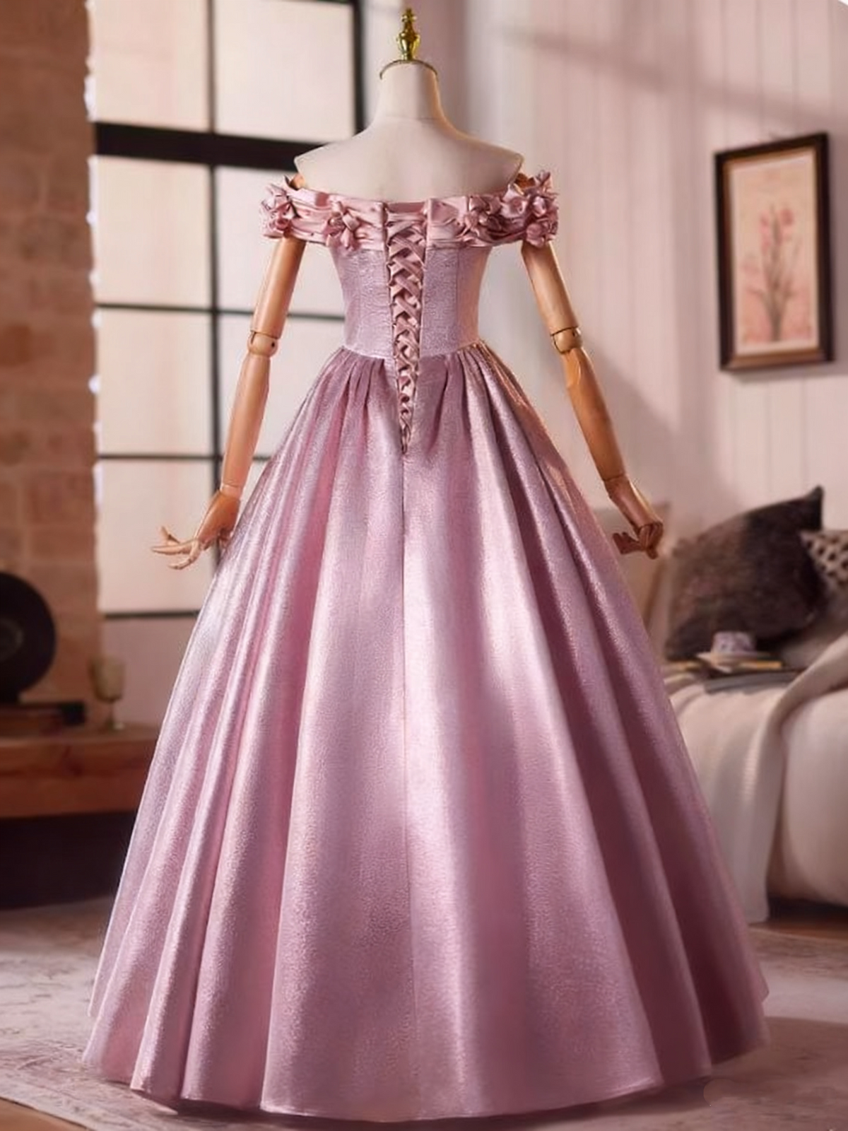 Beauty Prom Dress Off Shoulder Pleated Ball Gown Evening Dress Sweet 16 Dress   D3758