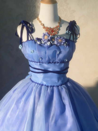 Stunning Prom Dress Spaghetti Straps Pleated Flower Ball Gown Evening Dress Sweet 16 Dress   D3766