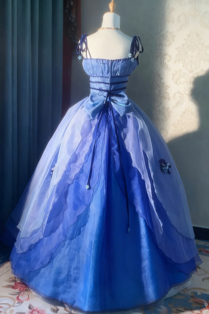 Stunning Prom Dress Spaghetti Straps Pleated Flower Ball Gown Evening Dress Sweet 16 Dress   D3766
