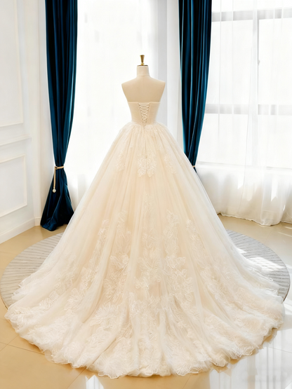 Elegant Wedding Dress Strapless Pleated Tulle Wedding Dress  D3772