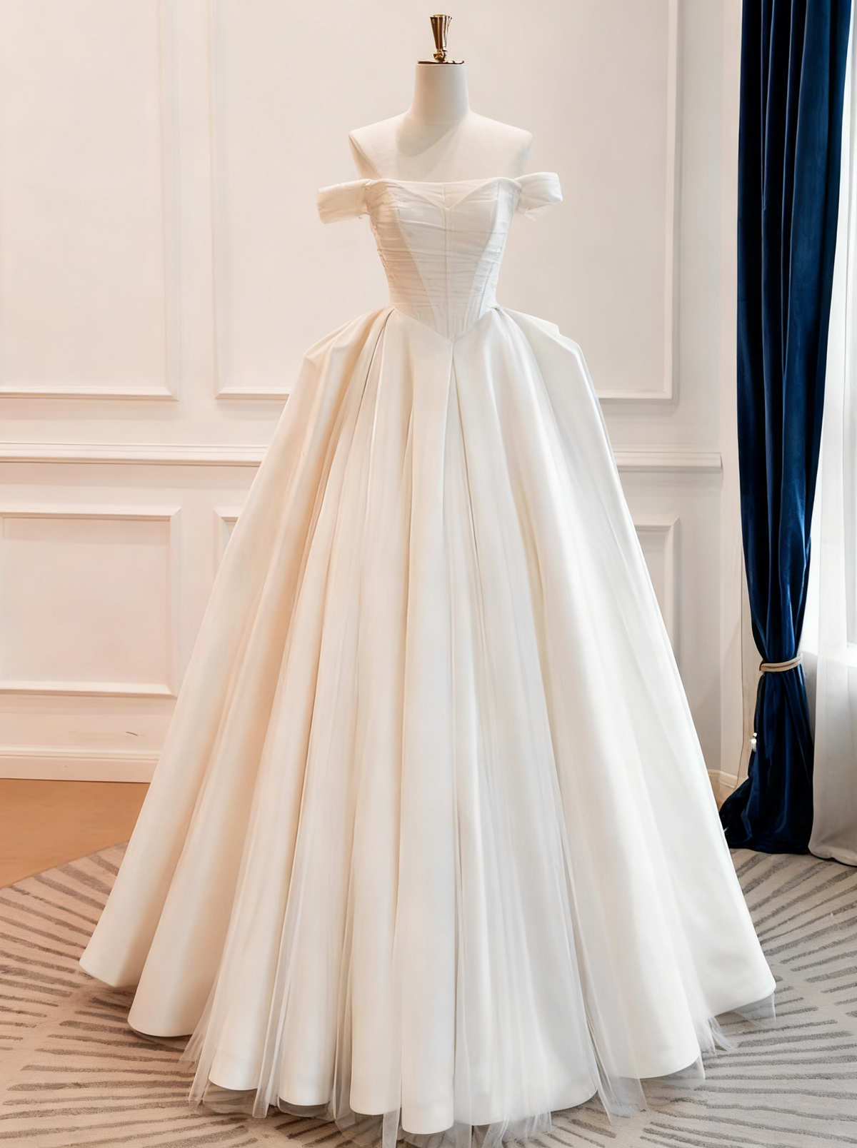 Minimalist Wedding Dress Off Shoulder Wedding Dress  D3776