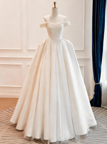 Minimalist Wedding Dress Off Shoulder Wedding Dress  D3776