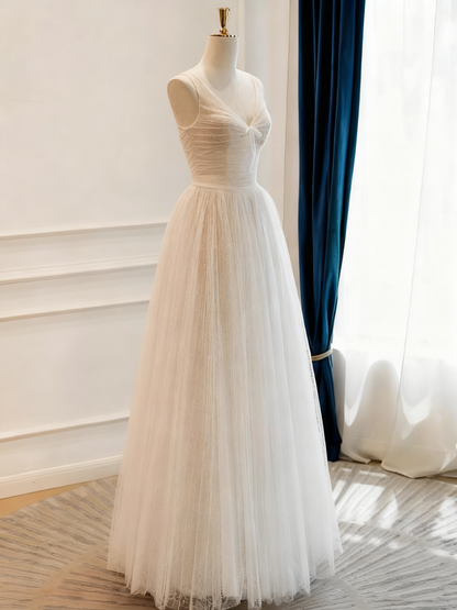 New Design Wedding Dress V-neck Tulle Pleated Wedding Dress  D3778