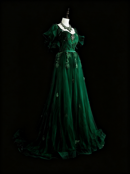 Gorgeous Prom Dress Dark Green A Line Sweetheart Pleated Gala Dress Evening Dress  D3786