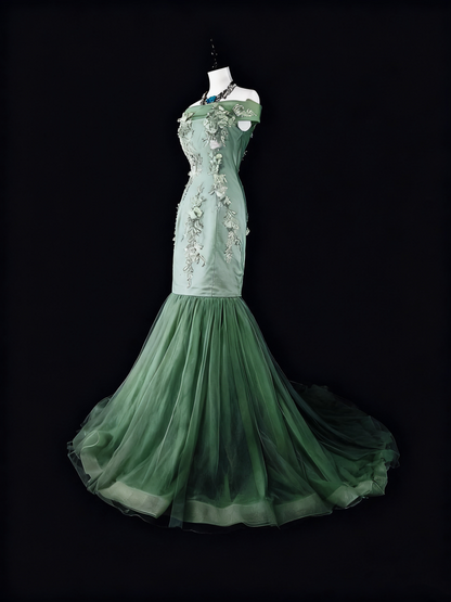 Elegant Prom Dress Off Shoulder Tulle Mermaid Evening Dress Gala Dress Birthday Party Outfits  D3789