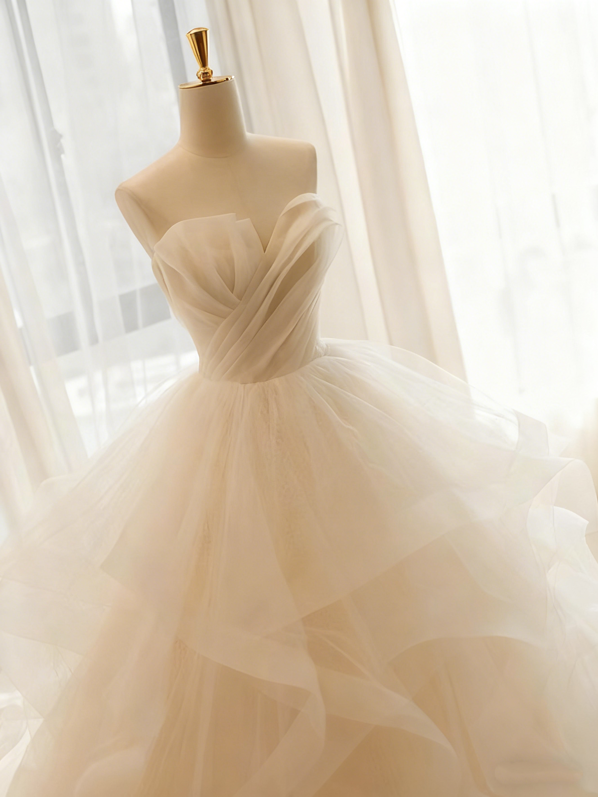 New Arrival Wedding Dress Sweetheart Pleated Tulle Wedding Dress  D3804