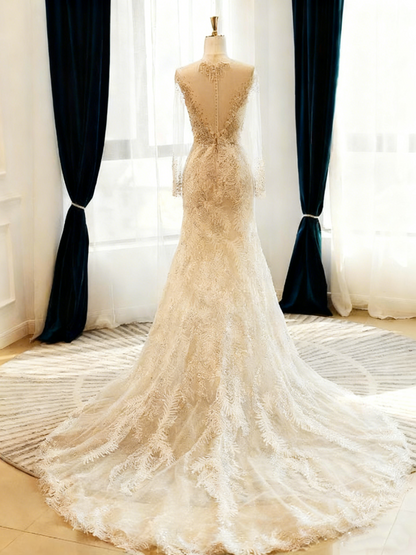 Gorgeous Wedding Dress Crew Neck Mermaid Wedding Dress  D3806