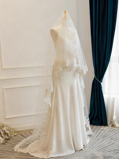 Minimalist Wedding Dress V-neck Pleated Wedding Dress  D3810