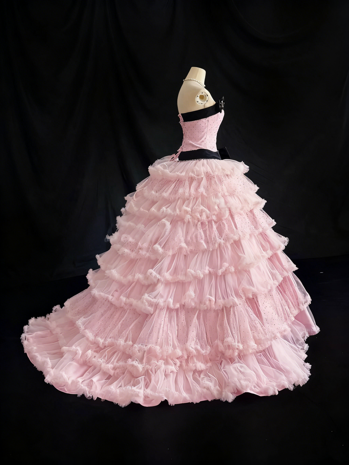 Beauty Prom Dress Strapless Pleated Tulle Ball Gown Quinceanera Dress Birthday Outfits     D3815