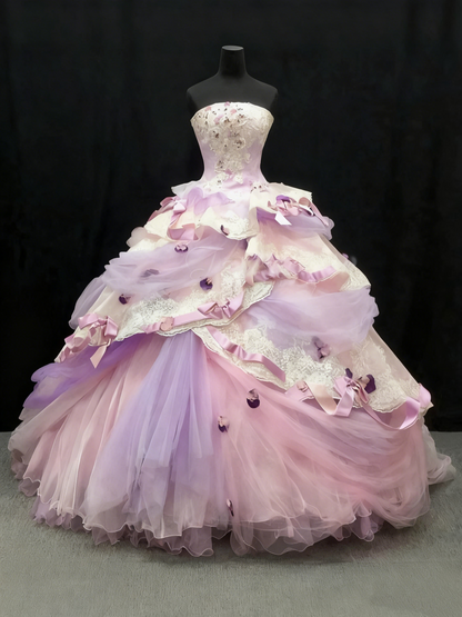 Stunning Prom Dress Strapless Tulle Ball Gown Sweet 16 Dress Evening Dress     D3817