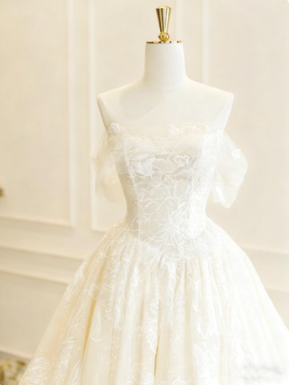 New Arrival Wedding Dress Off Shoulder Tulle Pleated Wedding Dress  D3818