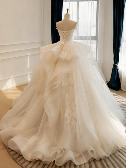 New Arrival Wedding Dress Strapless Tulle Wedding Dress     D3831