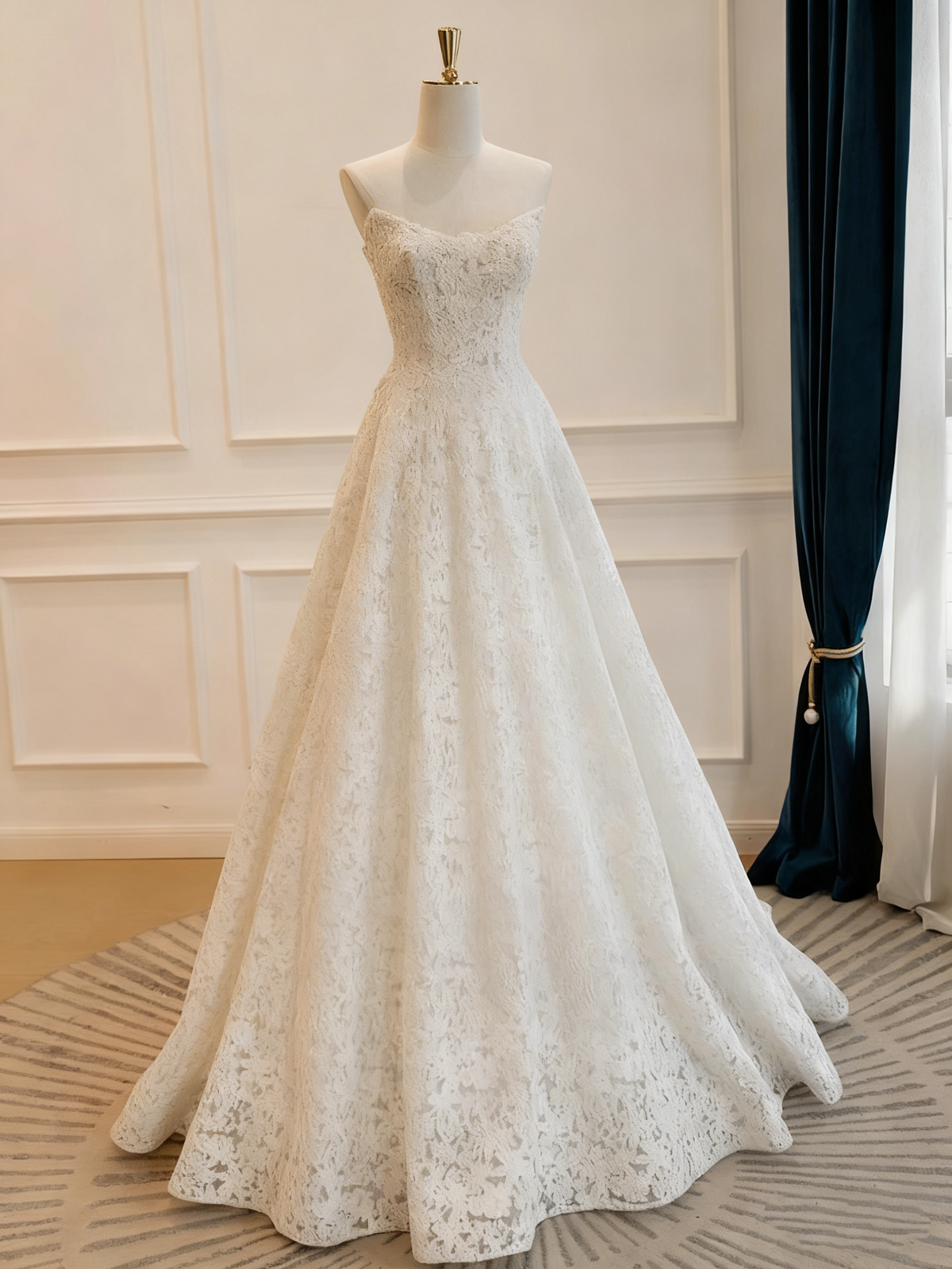 New Arrival Wedding Dress A Line Strapless Pleated Wedding Dress   D3833