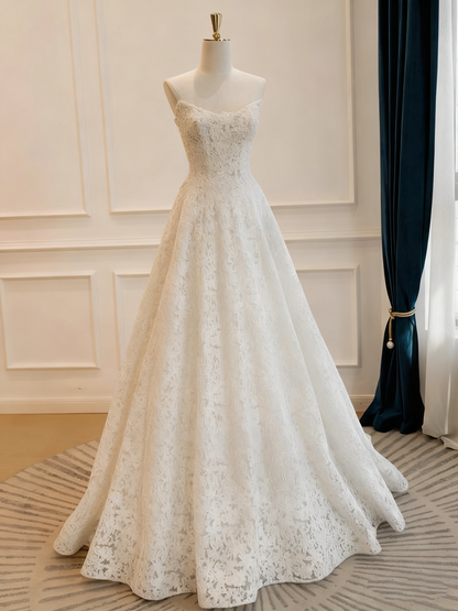 New Arrival Wedding Dress A Line Strapless Pleated Wedding Dress   D3833