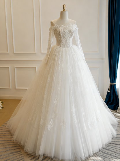 New Design Wedding Dress Off Shoulder Pleated Tulle Wedding Dress  D3835