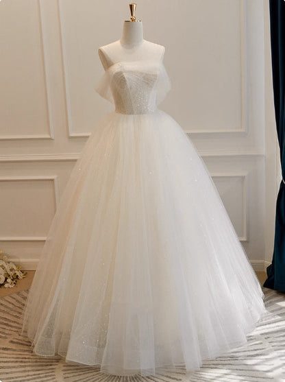 Elegant Wedding Dress Off Shoulder Pleated Tulle Wedding Dress  D3836