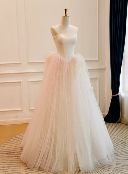 Minimalist Wedding Dress Strapless Pleated Tulle Wedding Dress D3839