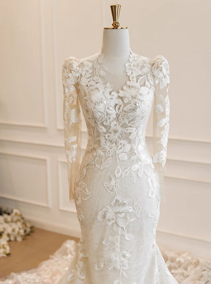 New Arrival Wedding Dress Long Sleeves Mermaid Wedding Dress  D3841