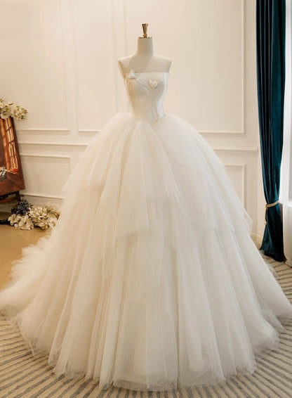 New Design Wedding Dress Strapless Pleated Tulle Wedding Dress  D3843