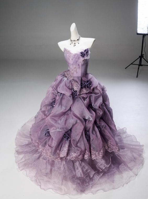 New Arrival Prom Dress Strapless Pleated Tulle Ball Gown Sweet 16 Dress Evening Dress  D3849