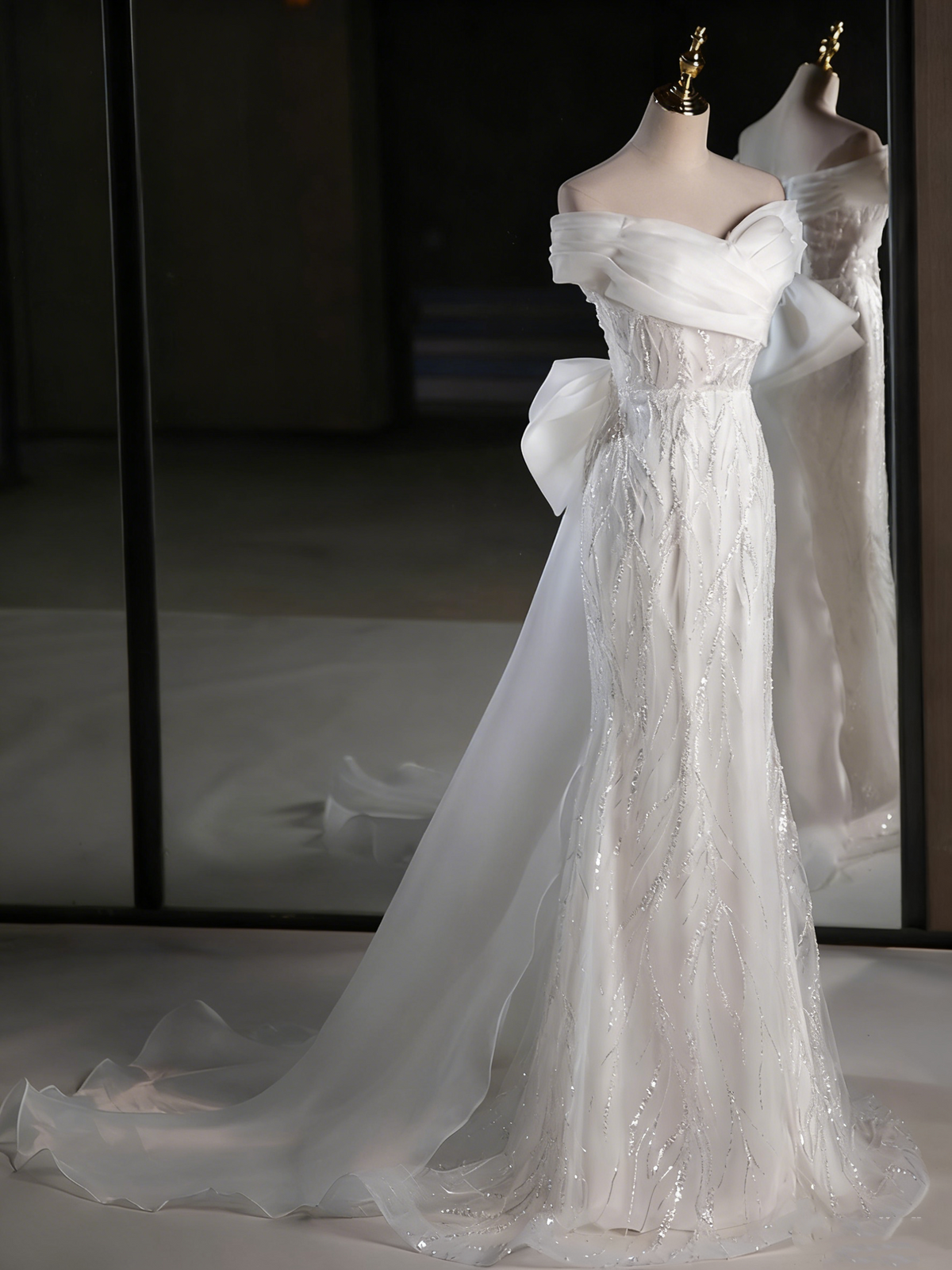 Elegant Prom Dress Off Shoulder Tulle Mermaid Evening Dress Gala Dress   D3858