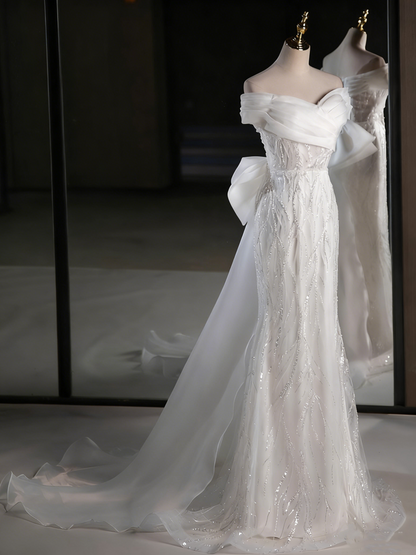 Elegant Prom Dress Off Shoulder Tulle Mermaid Evening Dress Gala Dress   D3858