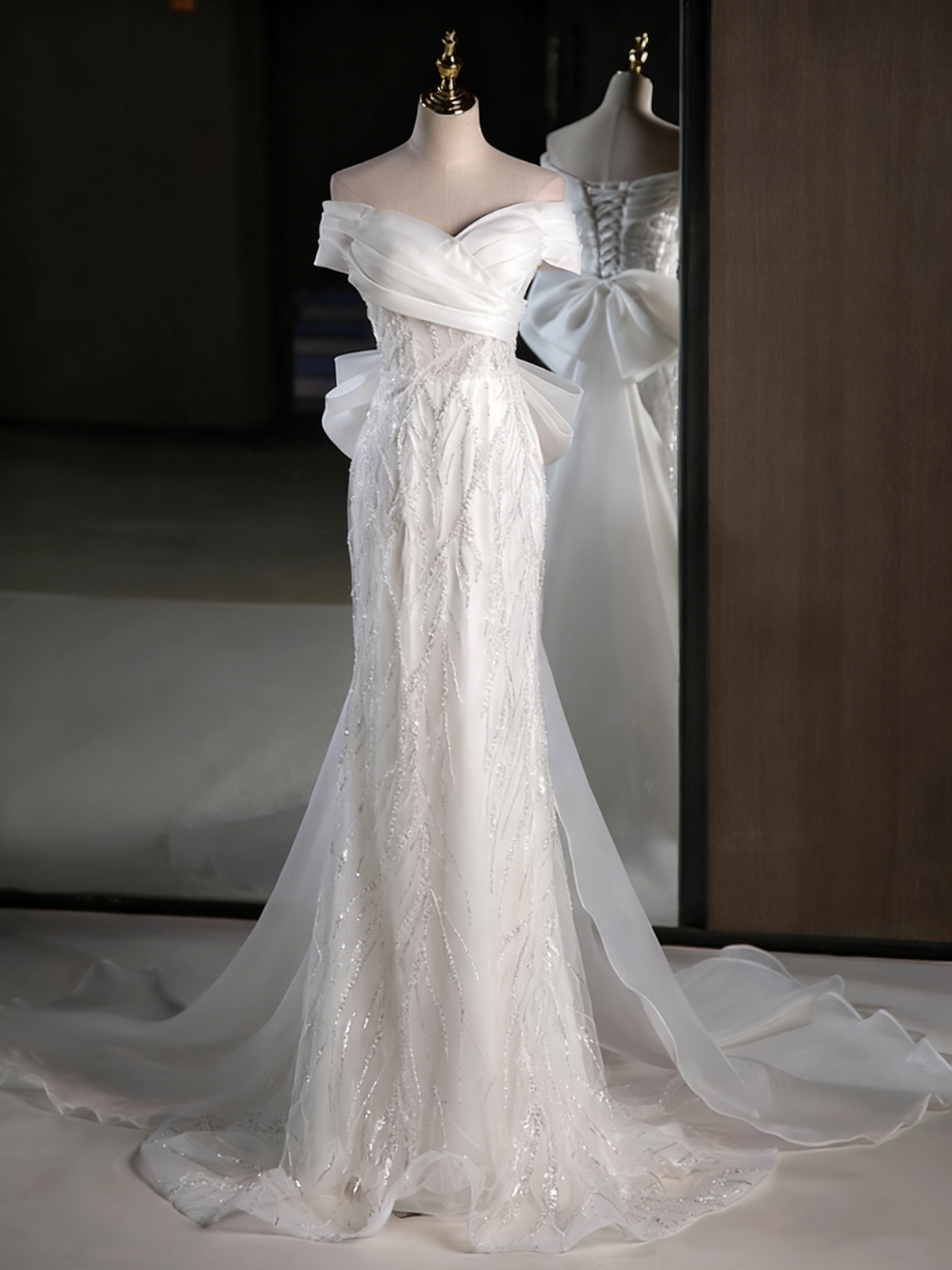 Elegant Prom Dress Off Shoulder Tulle Mermaid Evening Dress Gala Dress   D3858