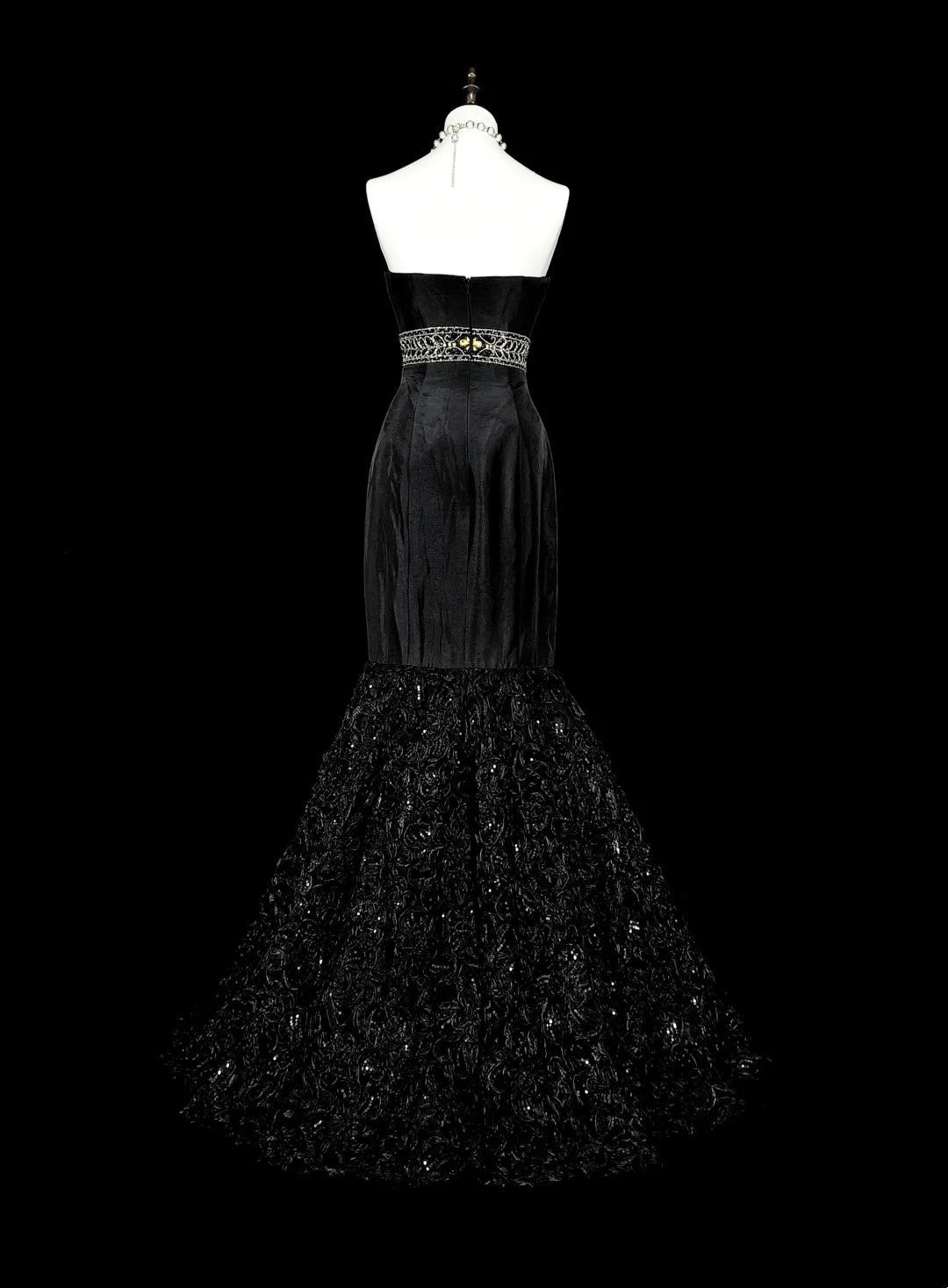 Beauty Prom Dress Black Strapless Pleated Mermaid Evening Dress Gala Dress   D3870