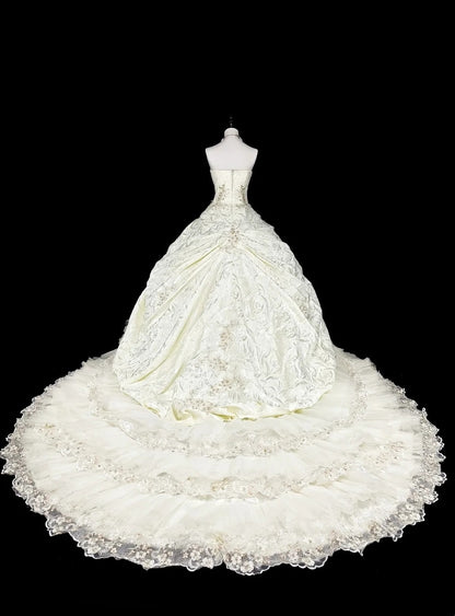 Vintage Wedding Dress Strapless Tulle Pleated Wedding Dress  D3884