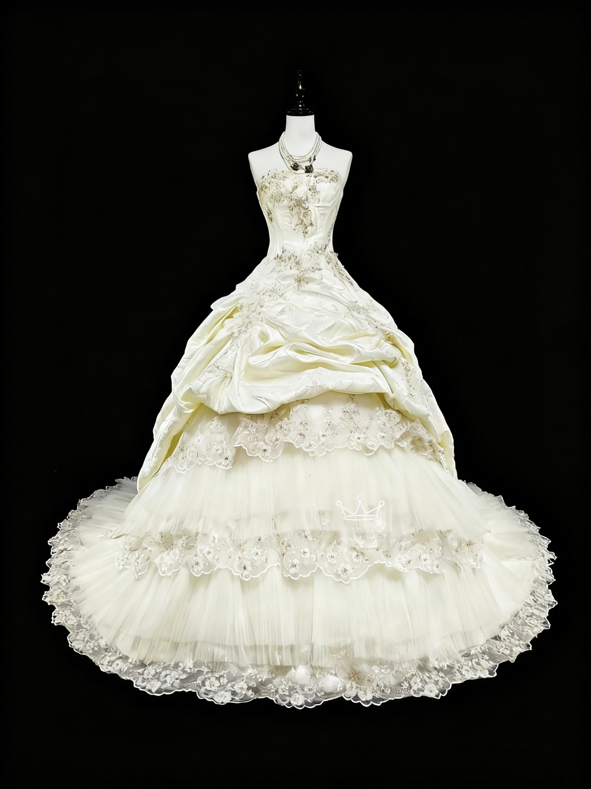 Vintage Wedding Dress Strapless Tulle Pleated Wedding Dress  D3884