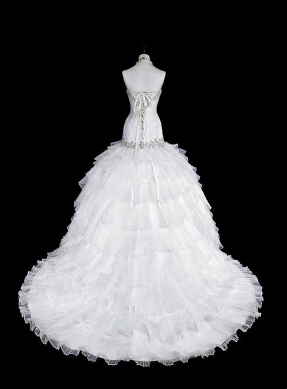Elegant Wedding Dress Strapless Tulle Tiered Wedding Dress Dress  D3888