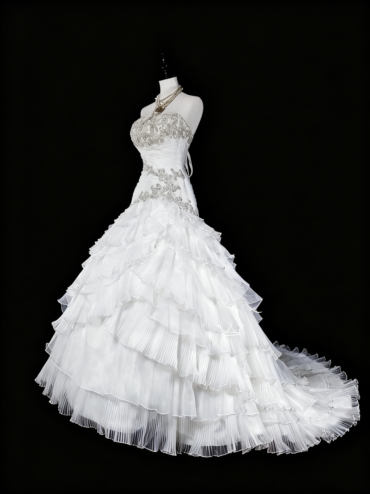 Elegant Wedding Dress Strapless Tulle Tiered Wedding Dress Dress  D3888