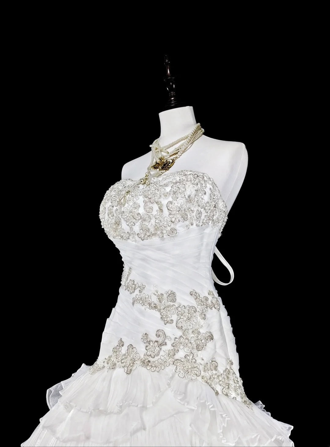 Elegant Wedding Dress Strapless Tulle Tiered Wedding Dress Dress  D3888