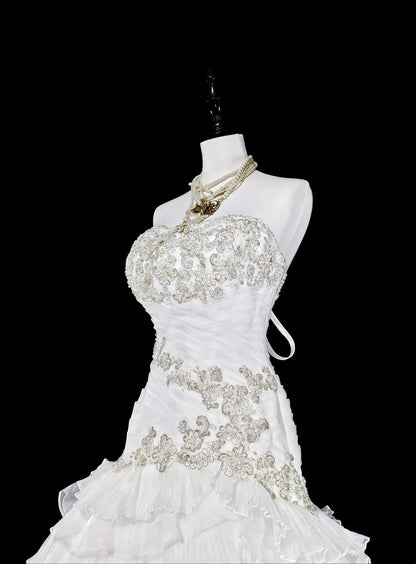 Elegant Wedding Dress Strapless Tulle Tiered Wedding Dress Dress  D3888